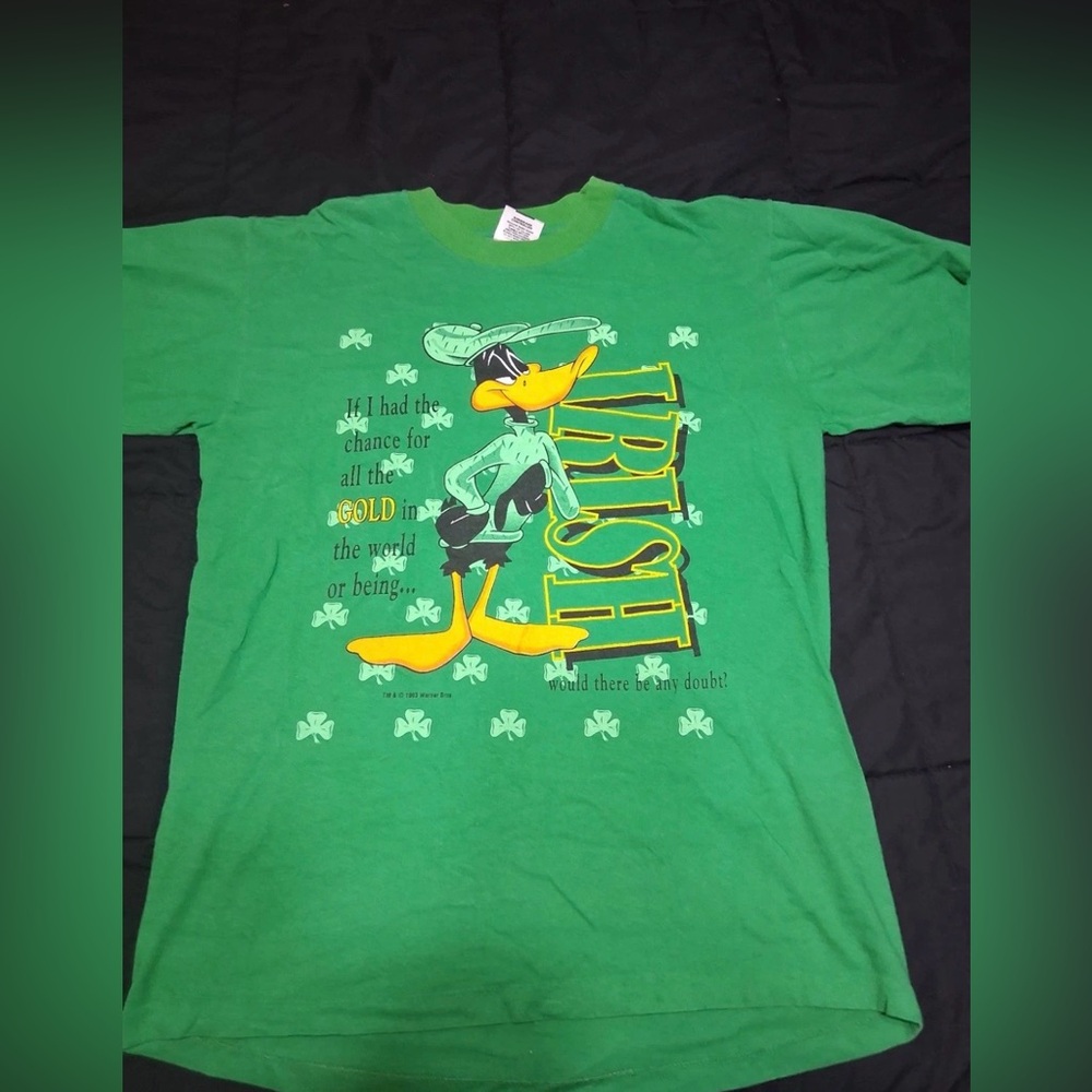 Vintage Looney Tunes Daffy Duck Irish Shirt 1993 Large